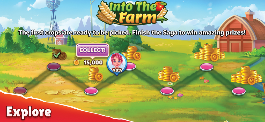 Domino Go: Dominoes Board Game - Mapa de progressão do evento Into The Farm do Domino Go com recompensas