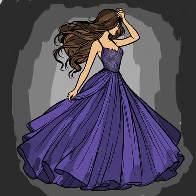 realistic woman with dress flowing in the wind