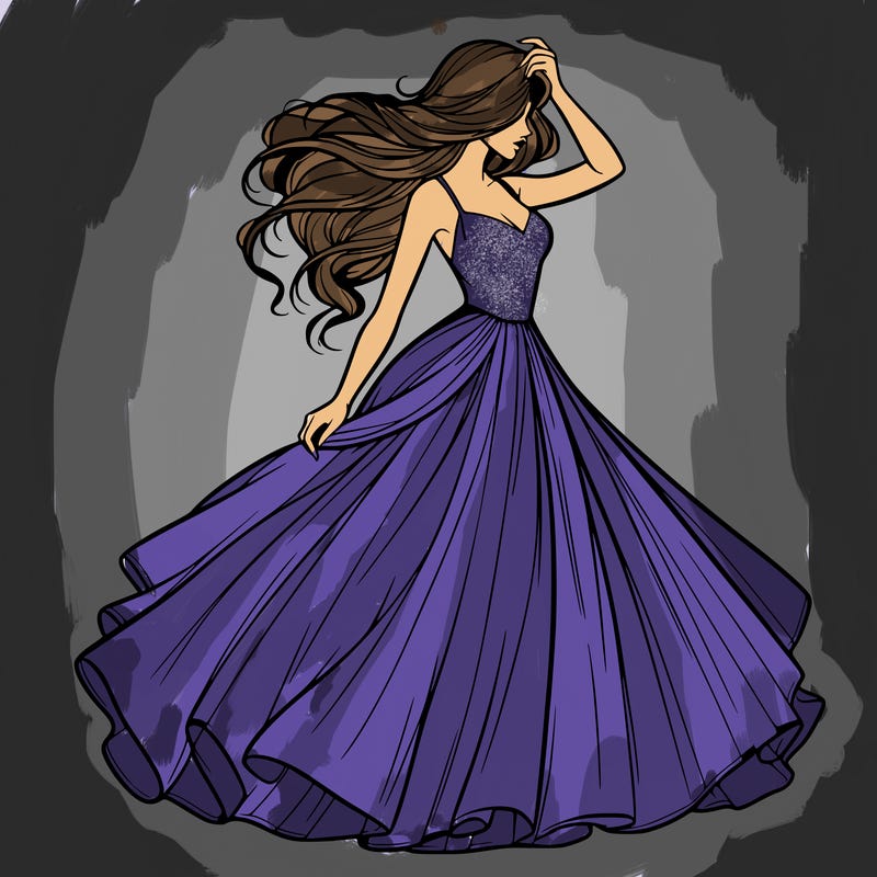 realistic woman with dress flowing in the wind