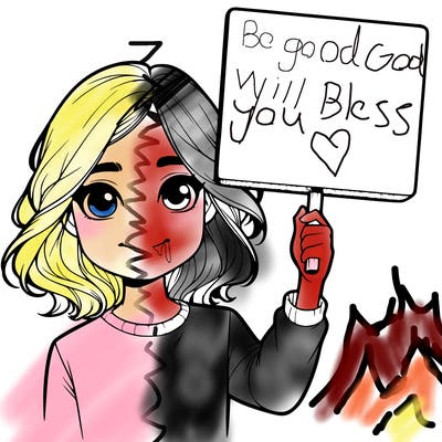 realistic girl holding up a sign