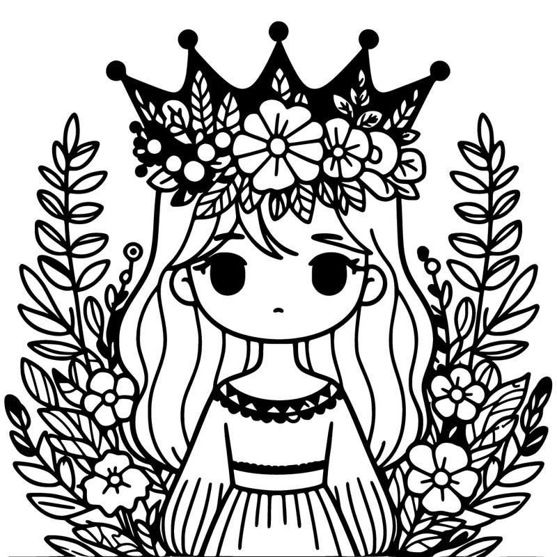 girl with flowers crown a dark queen