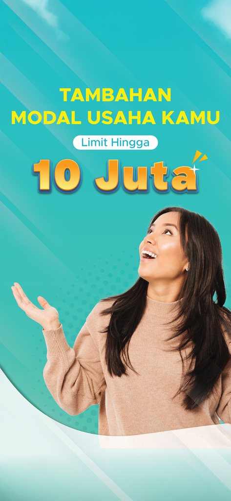 Pinjam Modal - Pinjam Modal app promotional screen offering up to 10 million in business capital