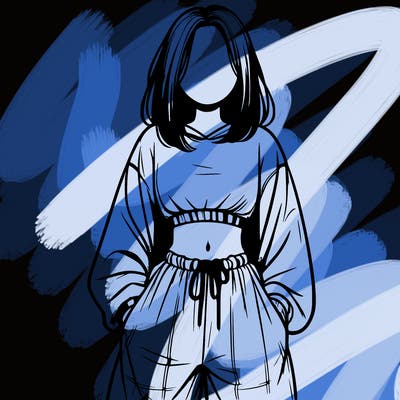 realistic girl faceless with baggy pants and a crop top