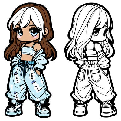 girl in crop top and baggy pants