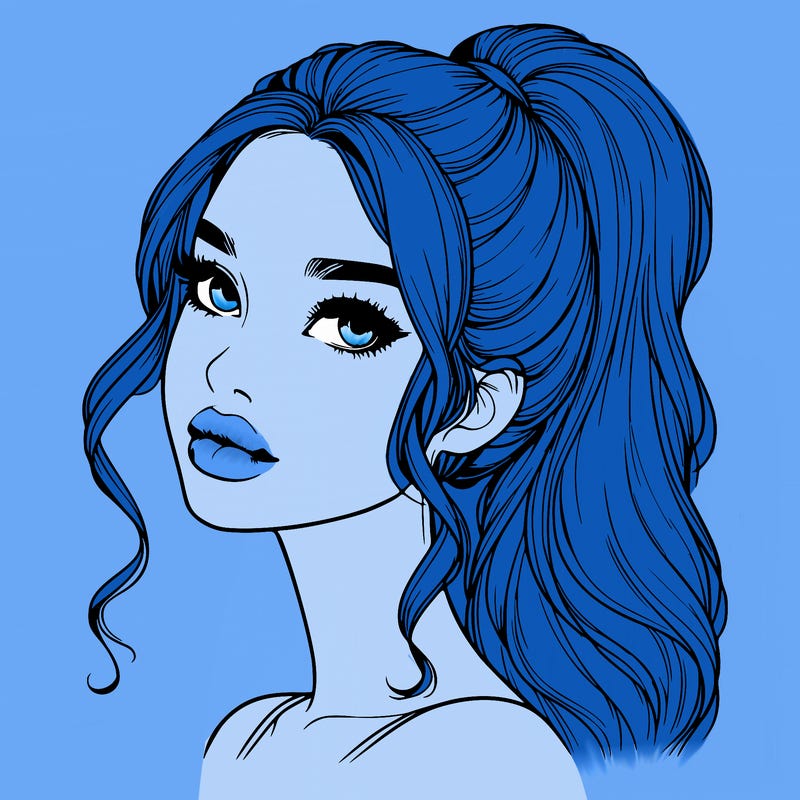 realistic girl with a ponytail on her hair and lips