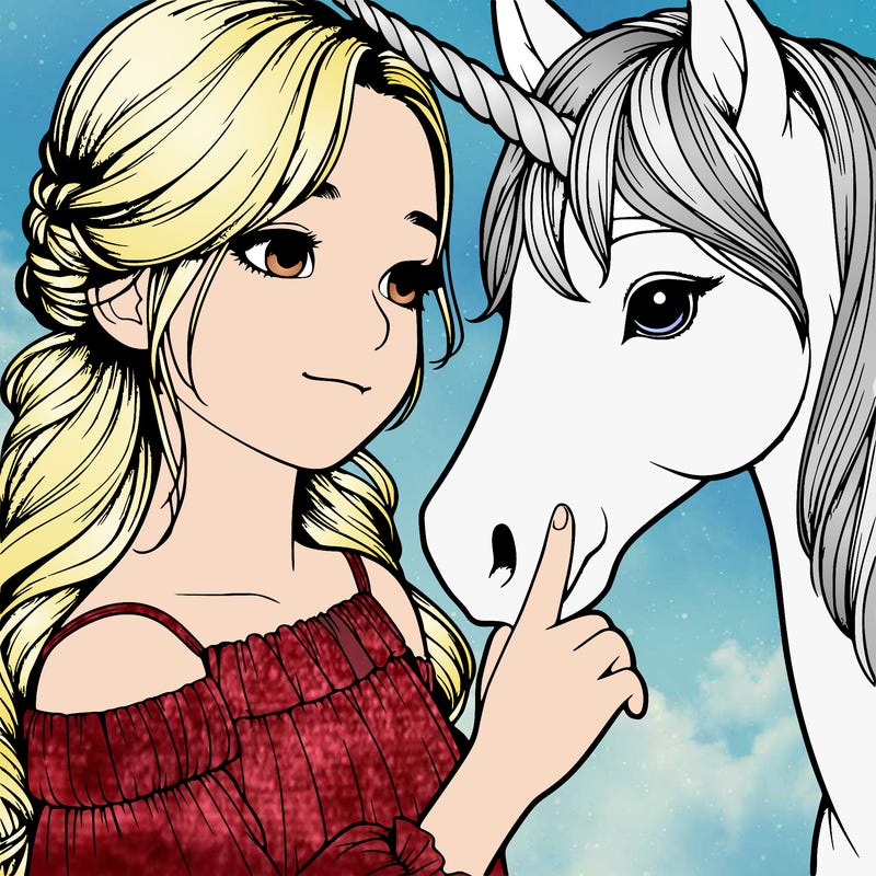 realistic girl are touthsing an realistic unicorn