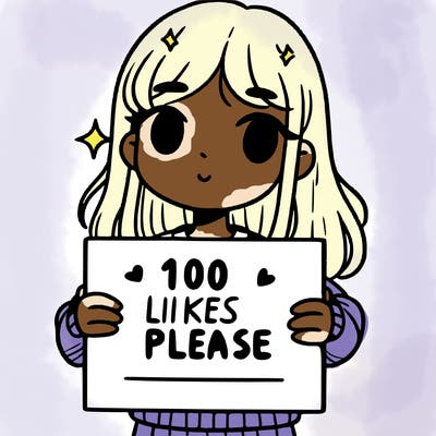 a girl holding up a sign saying 100 likes please
