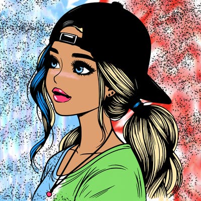 realistic girl with a backwards hat