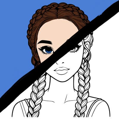 realistic girl with braids