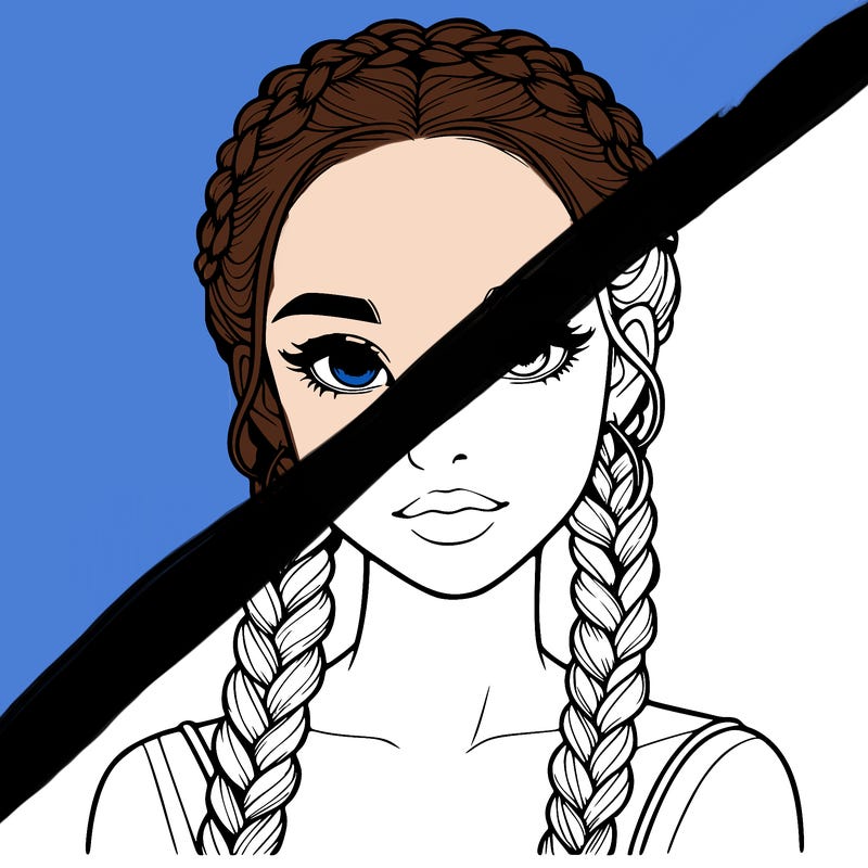 realistic girl with braids