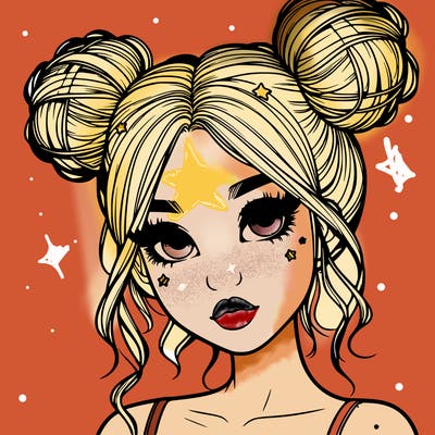 realistic girl with space buns