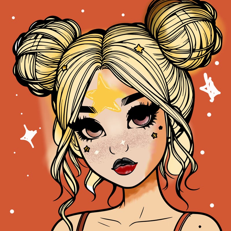 realistic girl with space buns