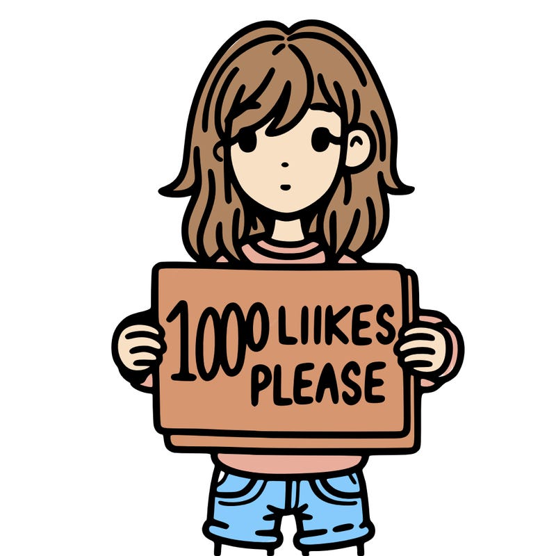 a girl holding a sign that says 100 likes please