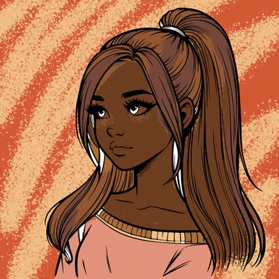 realistic girl with a high ponytail