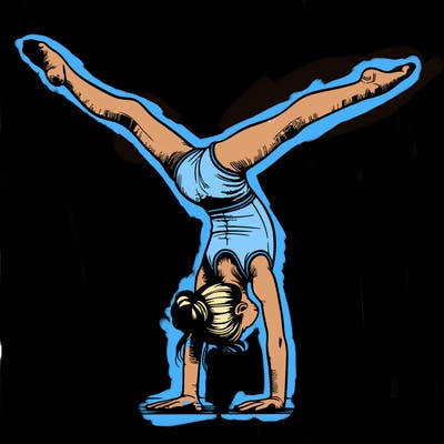 realistic gymnastic hand stand girl in four splits