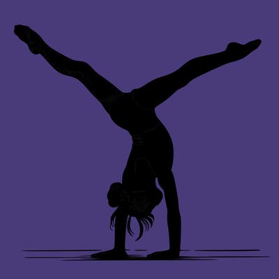 realistic gymnastic hand stand girl in four splits