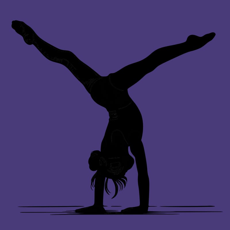 realistic gymnastic hand stand girl in four splits
