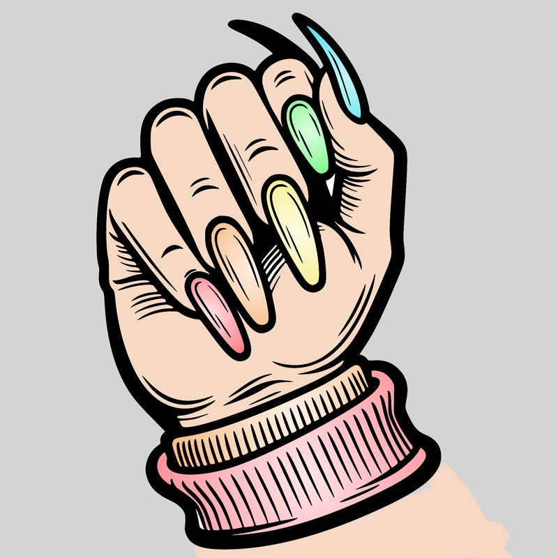 hand with fake nails on