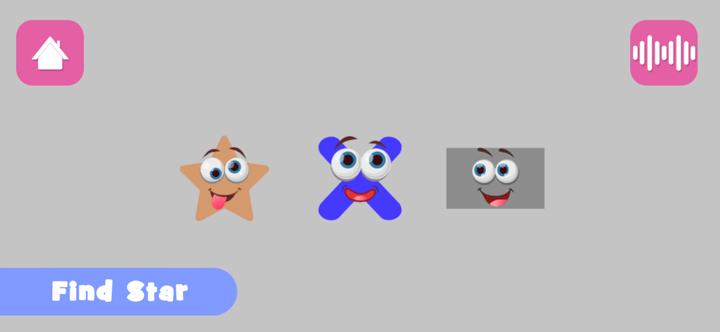 Autism Learning Games For Kids - A simple educational game screen for kids to identify a star shape among others
