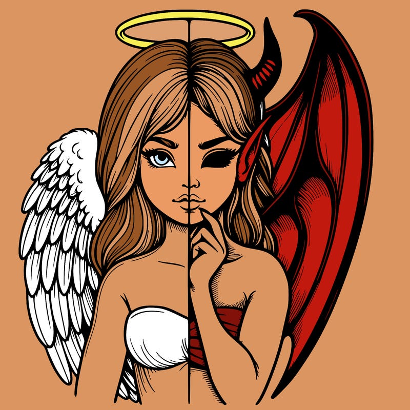 realistic angel half demon
