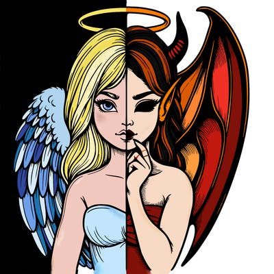 realistic angel half demon