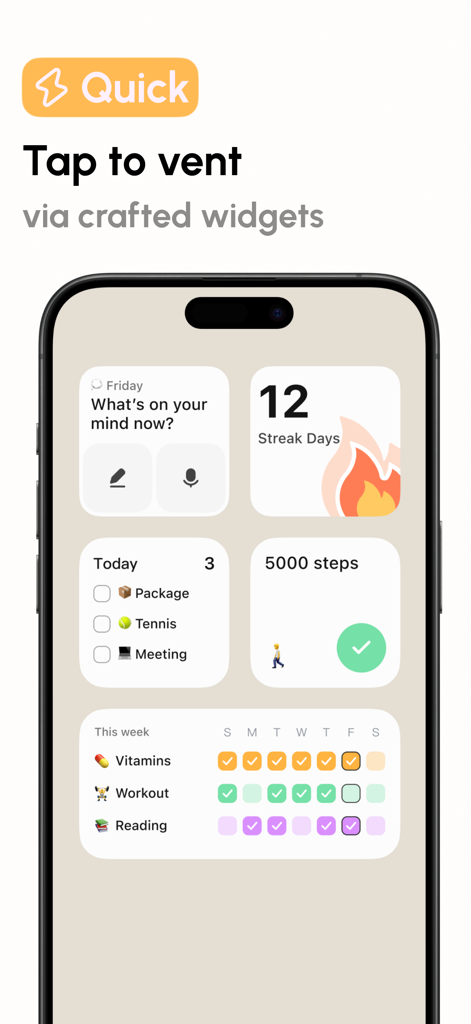 Sparky - Planner and Journal - Aesthetic home screen widgets for journaling, habit tracking, and task management on the Sparky app.