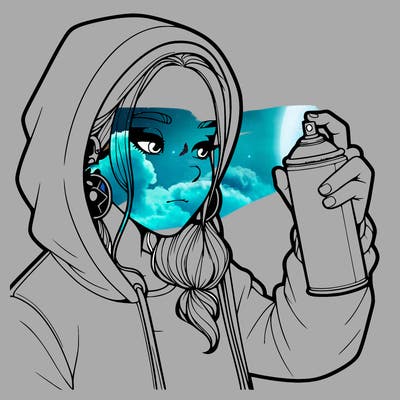 a realistic girl, spray painting