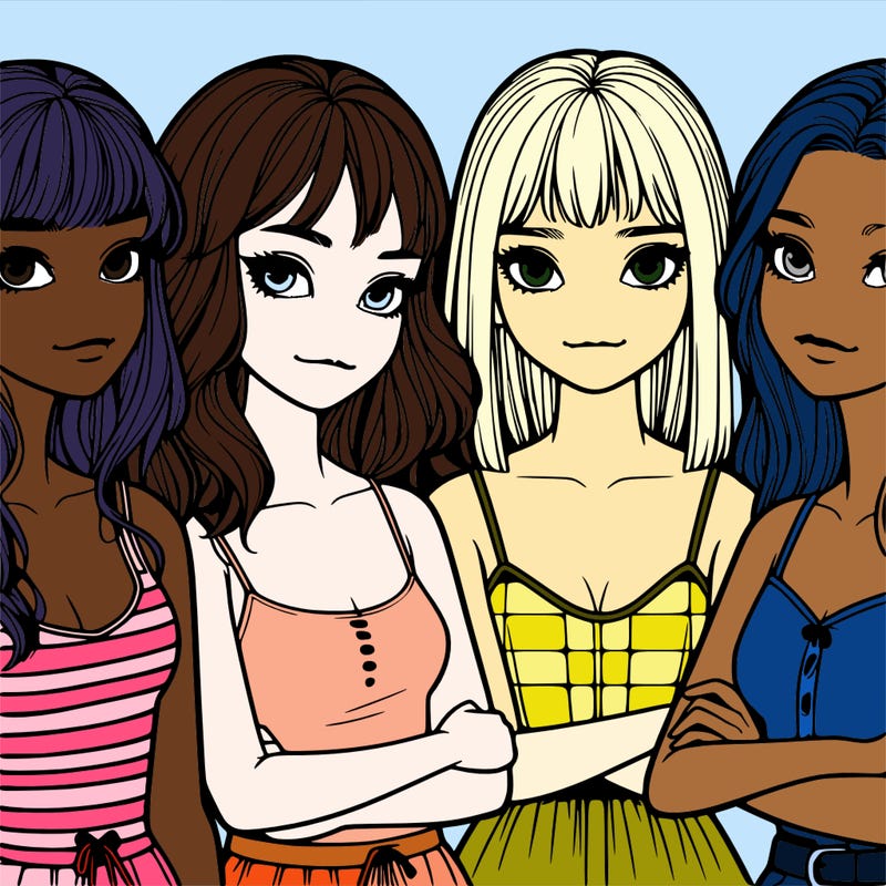 four realistic girls