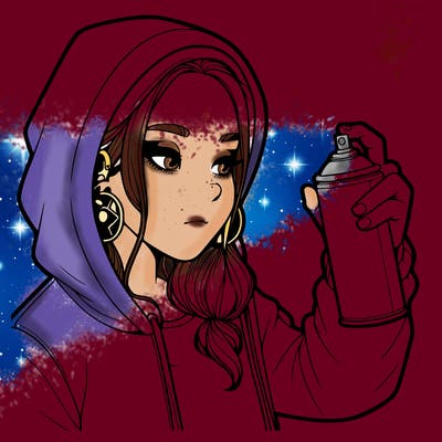 a realistic girl, spray painting