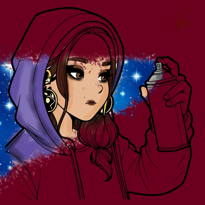 a realistic girl, spray painting