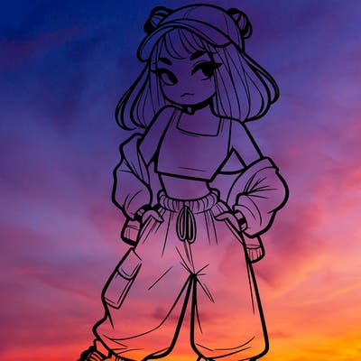 girl in crop top and baggy pants