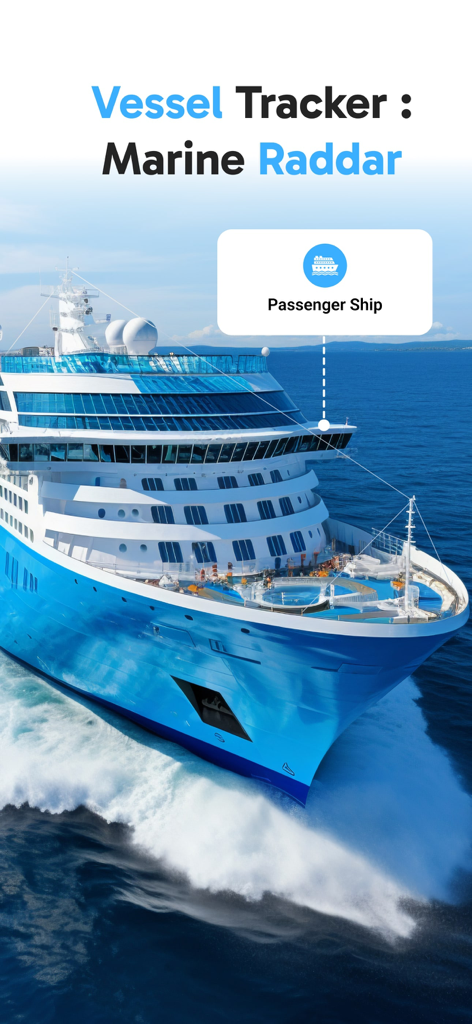 Vessel Tracker : Marine Raddar - Vessel Tracker app showing a cruise ship identified as a passenger ship