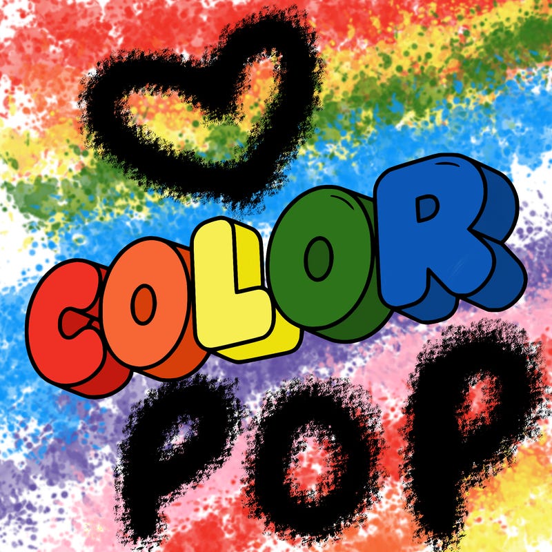 a sign that says color in bubble writing