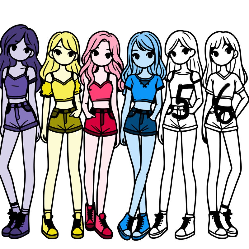 a group of girls wearing crop tops and shorts