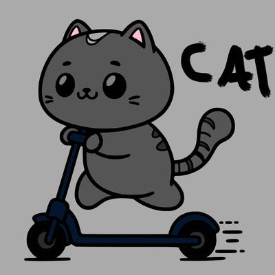 a cat scootering