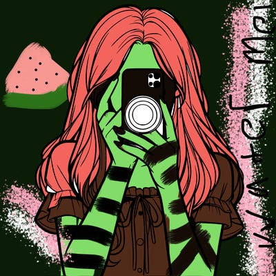 a realistic girl holding her phone taking pictures