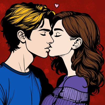 realistic couple kissing
