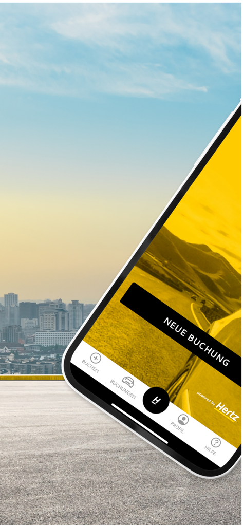 Hertz 24/7® Mobility - Interfaz de la aplicación Hertz 24/7 Movilidad para iniciar una nueva reserva de alquiler de vehículo