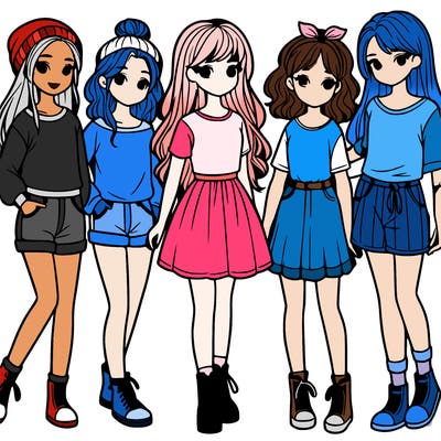 a group of five girls