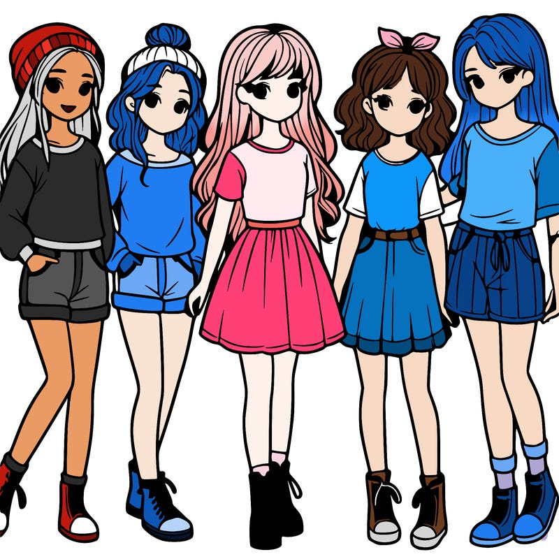 a group of five girls