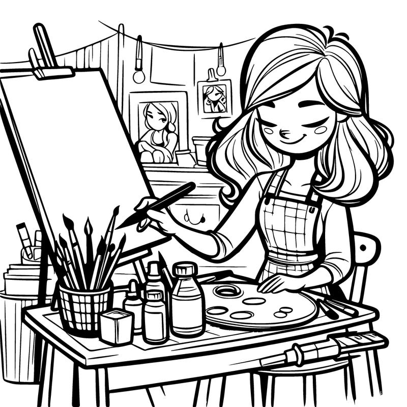 woman artist in workshop