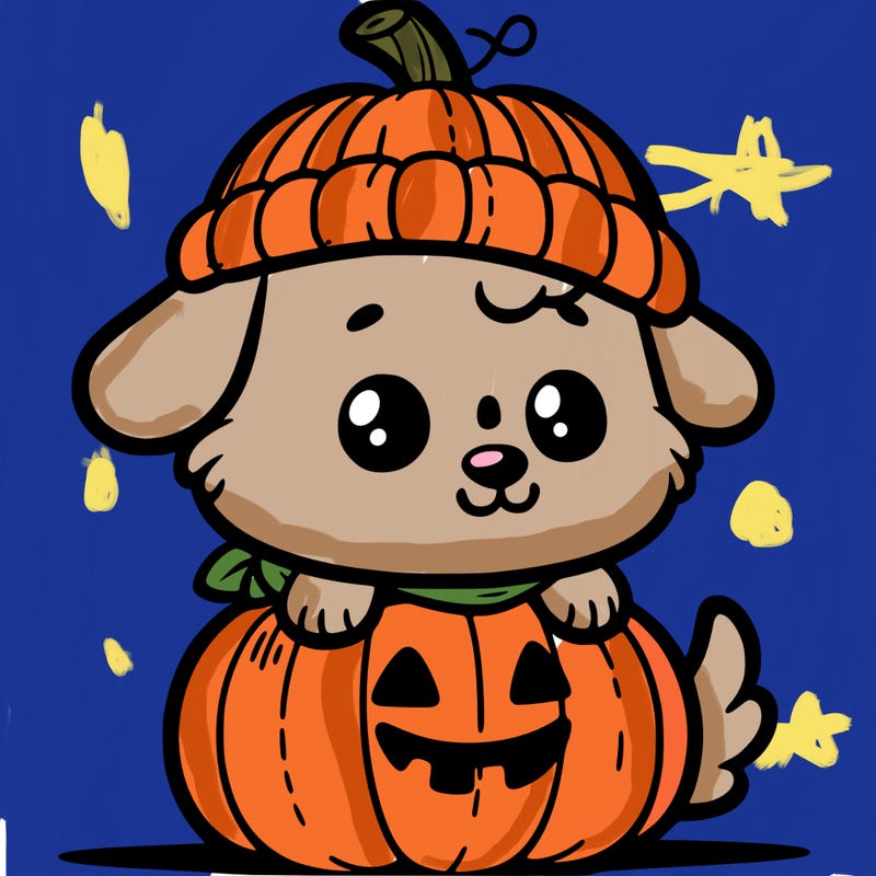 dog wearing a pumpkin