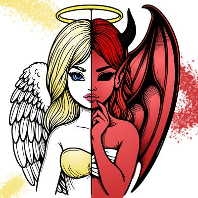 realistic angel half demon