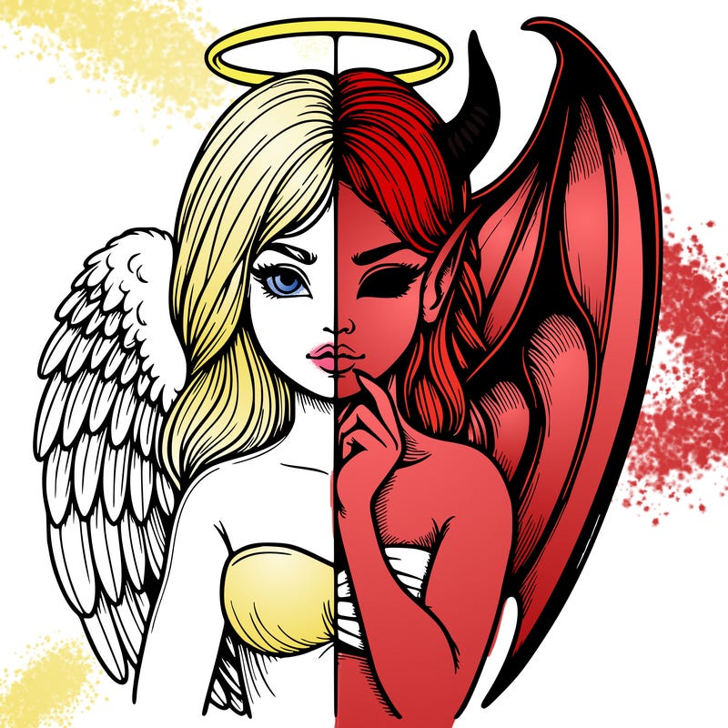 realistic angel half demon