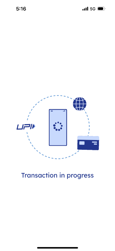 BHIM IOB UPI - BHIM IOB UPI app transaction in progress screen