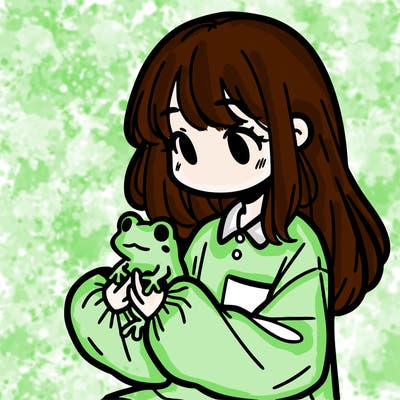 girl with long hair and a oversized shirt. and she is holding a frog