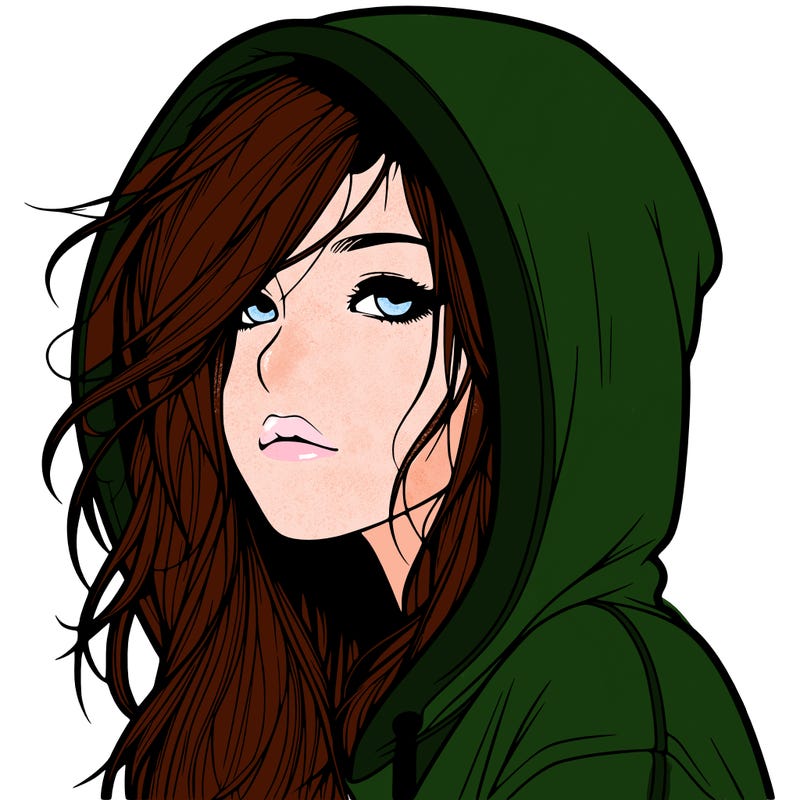 realistic girl with hoodie on
