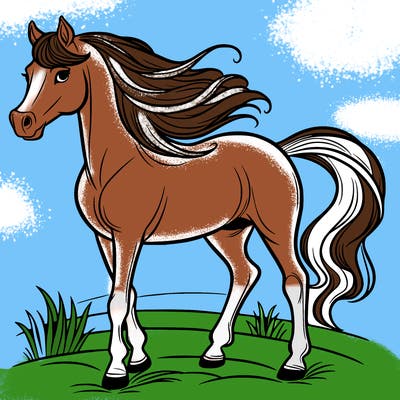 a proud arabian horse standing elegantly in the wind.