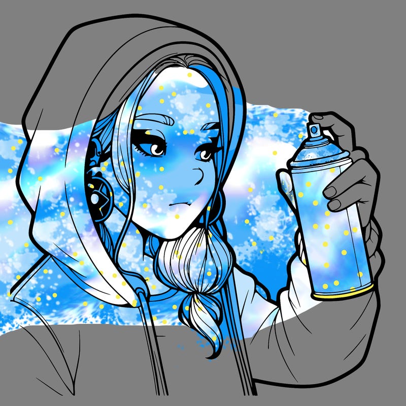 a realistic girl, spray painting