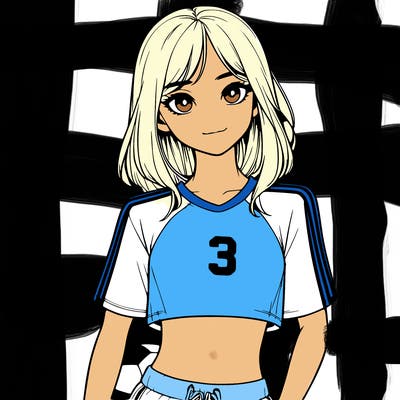 realistic girl wearing soccer jersey